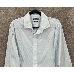 Lauren Ralph Lauren Shirt Mens 16 34-35 Blue Supima Cotton Regular Long Sleeve